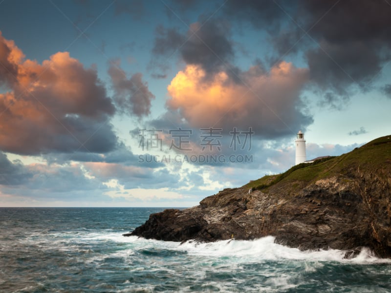 特瑞佛斯岬,康沃尔,海岬,自然,暴风雨,水平画幅,地形,无人,海岸地形,建筑外部