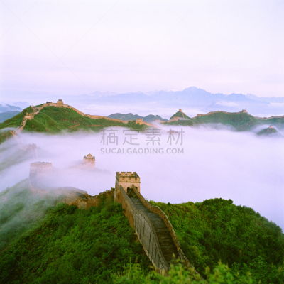 长城,古代文明,银色,无人,纯净,夏天,户外,云景,过去