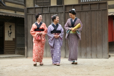 江户时代,日本人,城镇,女人,电影集,18世纪风格,艺妓,和服,水平画幅,单身母亲