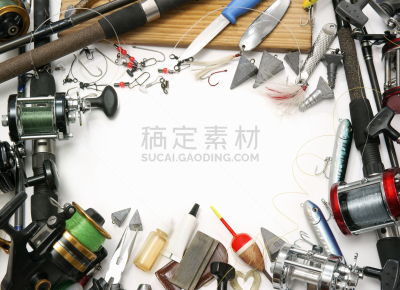 钓具,白色,海洋,渔线轮,水平画幅,白色背景,运动,鱼漂,户外活动,收集