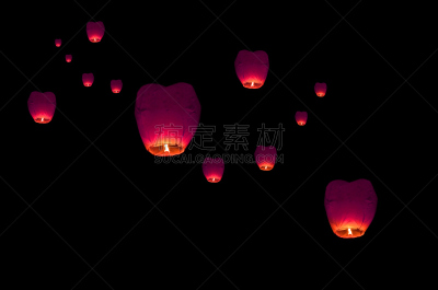 灯笼,天空,风,水平画幅,夜晚,符号,蛋糕,飞,遗忘
