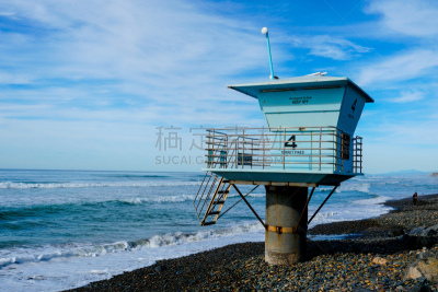 云,岩石,天空,沙子,日光,蓝色,海滩,黄昏,救生椅,云景
