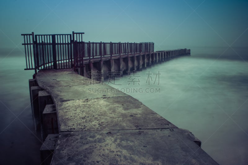 海滩,雾,夜晚,水,天空,水平画幅,无人,洛杉矶县,户外,云景