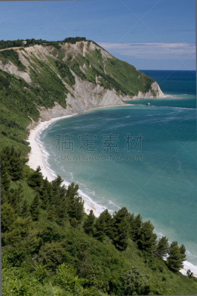 波多诺伏,海湾,海滨德尔科内罗,马尔凯大区,海岬,垂直画幅,水,地形,无人,夏天