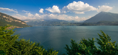 全景,因特拉肯,图恩湖,自然,水,布里恩茨湖,旅游目的地,水平画幅,地形,无人