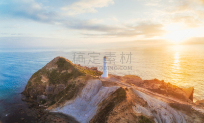 灯塔楼,航拍视角,卡斯尔波因特,背景聚焦,台阶,留白,水平画幅,无人,南太平洋,户外