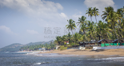 果阿,印度,安朱纳海滩,名声,anjuna,平房,水,天空,沙子,沙洲