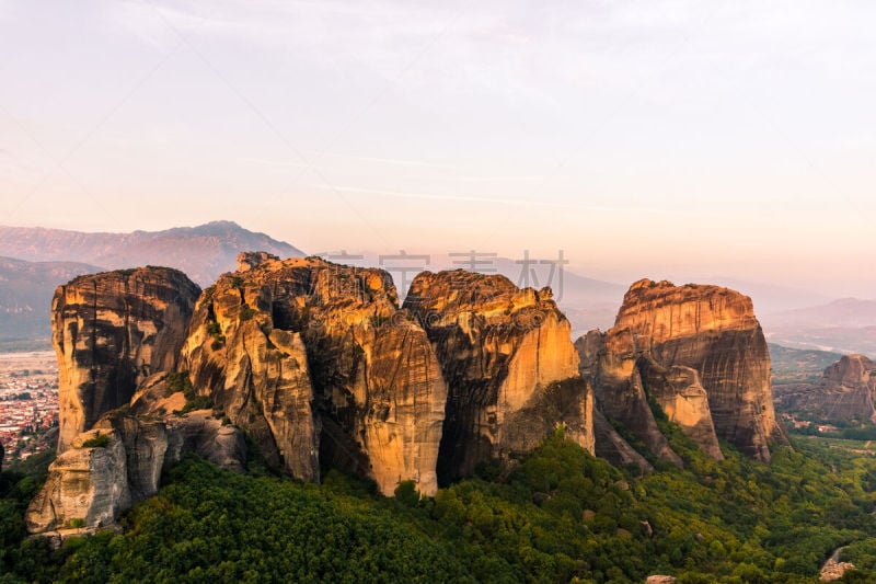 美特拉美提欧拉,山,希腊,沙岩,著名景点,背景,夏天,户外,天空,山谷