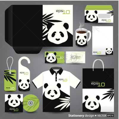 计划书,reusable adhesive,熊猫,polo衫,胸卡,光盘,可爱的,商务,贺卡,咖啡杯