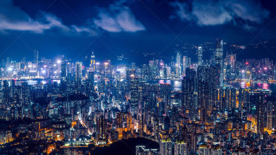 九龙半岛,地形,户外,曙暮光,黄昏,夜晚,暗色,高大的,拥挤的,著名景点