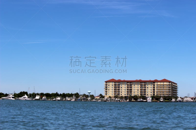 北卡罗来纳,滨水,收音机,风景,岛,天空,水平画幅,无人,蓝色,汽艇赛