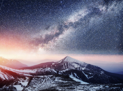 冬天,自然美,非凡的,星系,地形,雪山,星号,银河系,地球,灯串