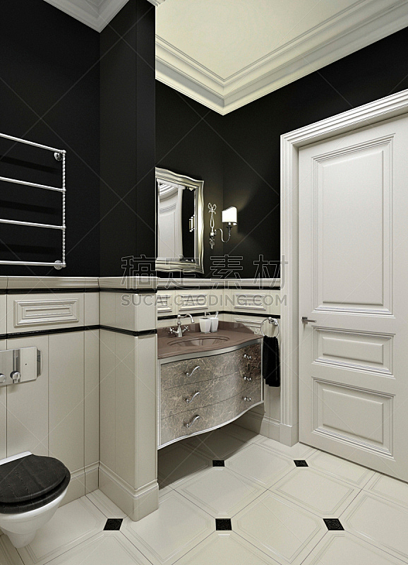 浴室,黑色,垂直画幅,住宅房间,银色,无人,卫生间,灯,家具,毛巾
