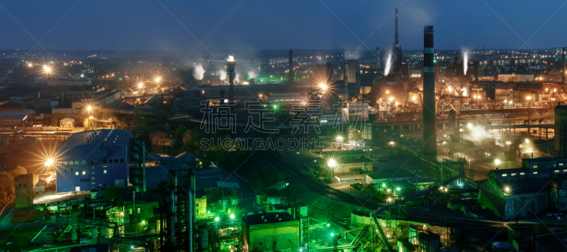 夜晚,工厂,工业,全景,顿涅茨克,熔炉,铸造工厂,水平画幅,货运,建筑业