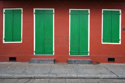 对称,房屋,墙,灰色,简单,步行道路,纽奥尔良,色彩鲜艳,涂料,法区