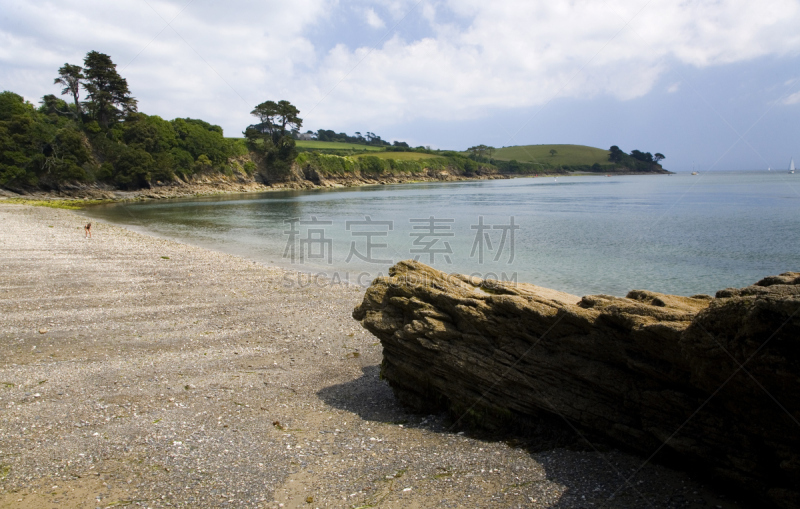 康沃尔,海滩,水平画幅,无人,夏天,偏远的,户外,法耳默斯,falmouth,河滨县