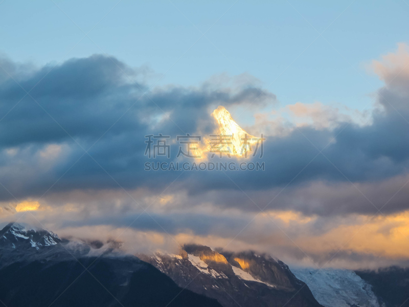 中国,云南省,梅里雪山,卡瓦格博峰,云南德钦地区,水平画幅,山,雪,冰河,无人