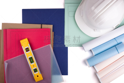 方格纸,头盔,平视角,活页夹,绘画插图,新的,建筑承包商,水平画幅,工匠,固体