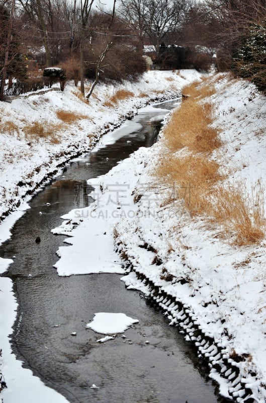 冬天,都市风光,垂直画幅,水,美,褐色,气候,郊区,雪,运河