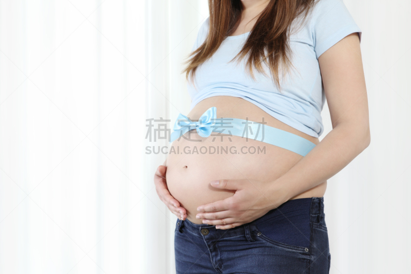 蝴蝶结,蓝色,分离着色,白色背景,肚子,肚脐,男婴,新的,水平画幅,巨大的