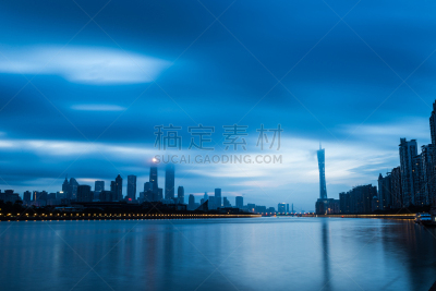 广州,风景,高层云,水,天空,水平画幅,夜晚,无人,海港,户外