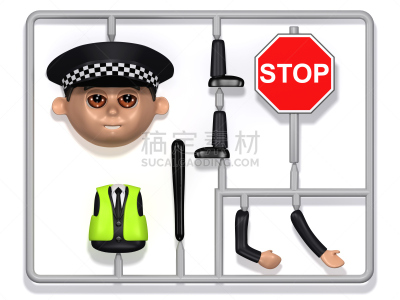 塑胶,建筑业,警官,三维图形,组装套件,部分,背景分离,玩具,设计