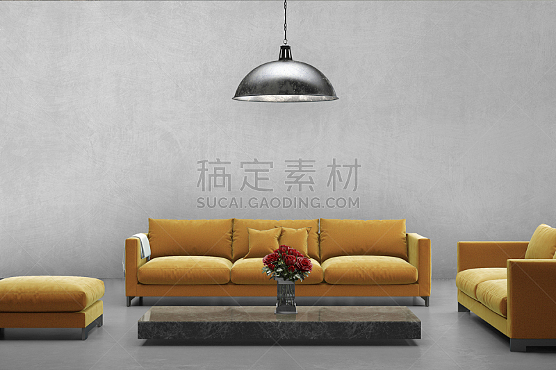 留白,模板,沙发,极简构图,围墙,室内,黄色,前面,彩色蜡笔,空白的