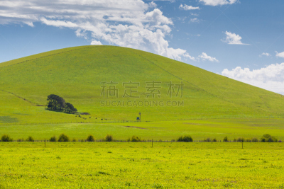 地形,春天,天空,水平画幅,枝繁叶茂,山,无人,户外,草,云景