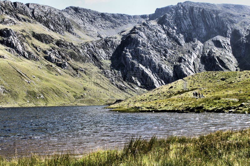 威尔士,斯诺登峰,风景,山,环境,云,英国,草,湖,小路