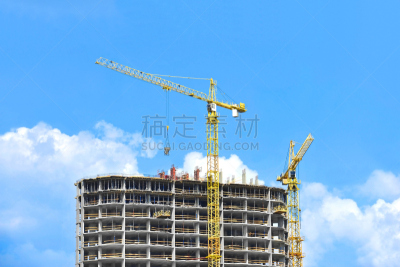 摩天大楼,起重机,建筑工地,天空,新的,提举,金属,居住区,现代,建筑业
