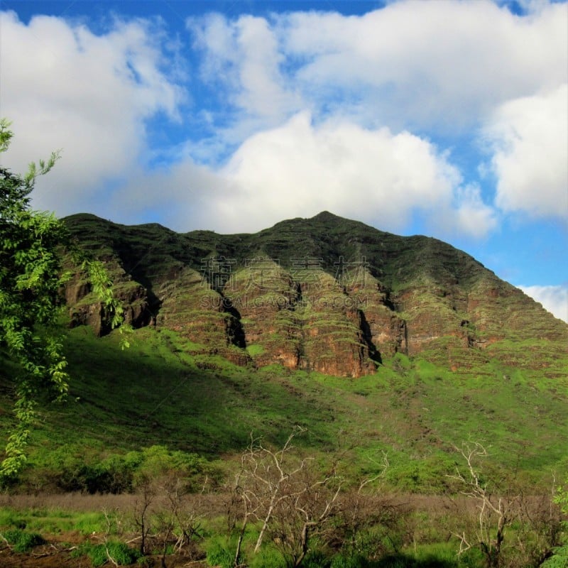 玛卡哈,彩虹,山谷,山脉,瓦安娜海岸,太平洋岛屿,热带气候,环境,云,火山岩