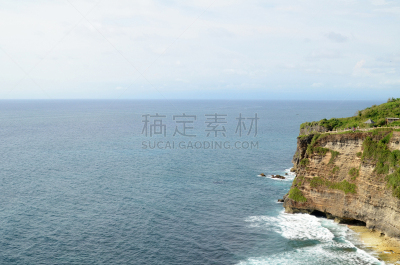乌鲁瓦度,悬崖,寺庙,热带气候,云,库塔,波浪,植物,岩石,夏天