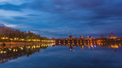 夜晚,河流,城市,顿涅茨克,水平画幅,无人,海港,户外,都市风景,商业金融和工业