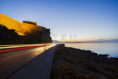 城镇,克里特岛,散步道,黄昏,希腊诸岛,雷西姆农,水,夜晚,古老的,商店
