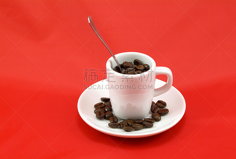 杯,咖啡豆,烤咖啡豆,褐色,芳香的,水平画幅,早晨,饮料,咖啡,清新