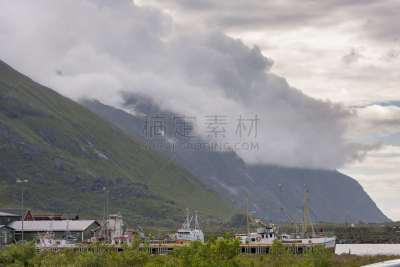 斯沃尔维尔,山,在之间,海岸线,水,天空,水平画幅,高视角,雪,无人