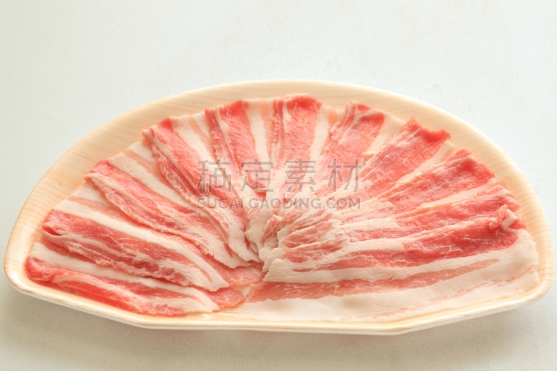 猪肉,餐盘,调料,清新,水平画幅,无人,白色背景,涮涮锅,肉,室内