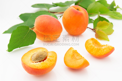 杏,叶子,食品,水果,熟的,绿色,近景,桃,水平画幅,素食