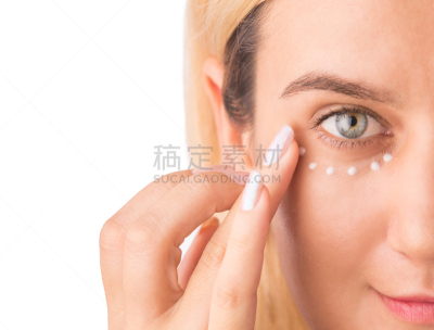 特写,人的眼睛,白色,米色,概念,绿色眼睛,皱纹,美容,化妆,叛逆