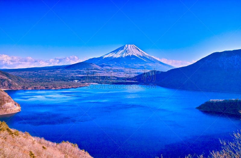 山,富士山,本栖湖,水,美,里山,水平画幅,林区,雪,无人