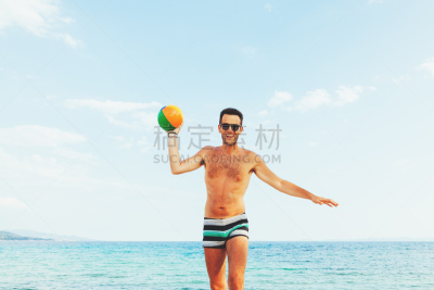 球体,青年人,海滩,男人,男性美,球,风,沙子,夏天,男性