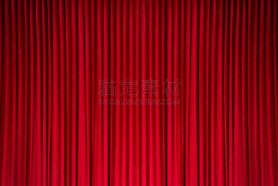 窗帘,红色,剧院,舞台,关闭的,正面视角,水平画幅,纺织品,无人,阴影