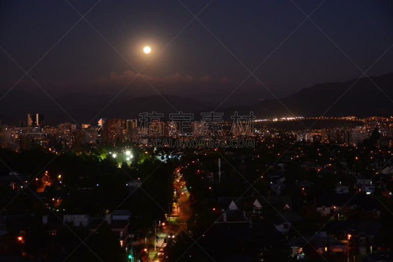 月亮,山,智利,圣地亚哥德古巴,充满的,安地斯山脉,mount anderson,月光酒,天空,水平画幅