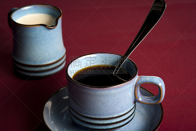 咖啡,褐色,早餐,水平画幅,无人,蓝色,茶碟,早晨,饮料,特写