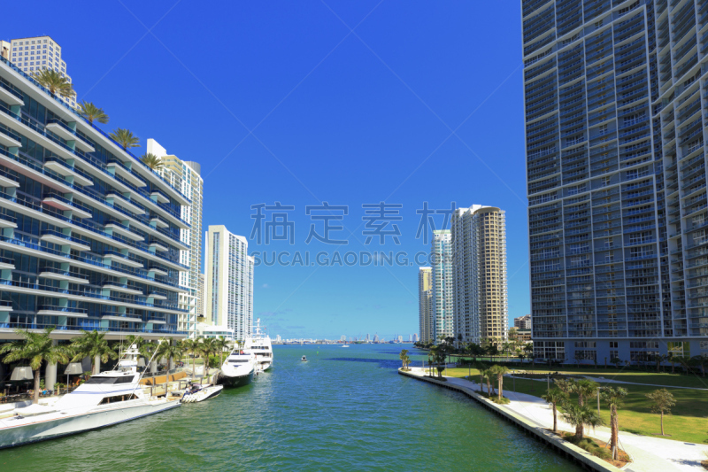 迈阿密河,碧琪箕,比斯坎湾海湾,水平画幅,无人,户外,城市,公寓,佛罗里达,滨水