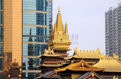 上海,建筑外部,寺庙,高大的,特写,平衡折角灯,津市,济南,新的,水平画幅