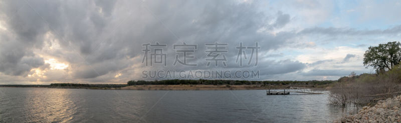 湖,全景,乌云,栈桥码头,湿,运动,环境,云,草,德克萨斯