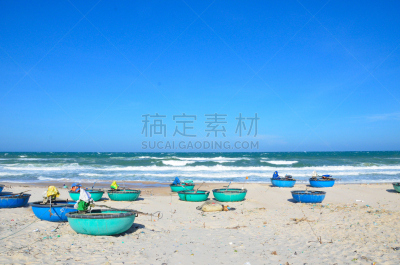 海滩,圆形,船,小圆舟,桨,气候,水平画幅,沙子,无人,东南亚半岛