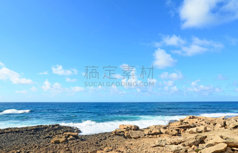 海洋,岩石,蓝色,黄色,萨萨里,暗色,云,色彩鲜艳,自然美,海岸线