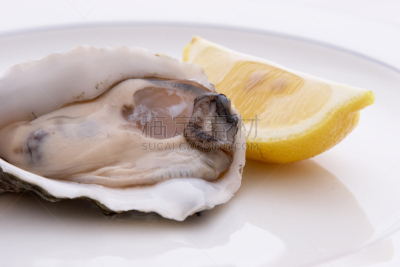 柠檬,牡蛎,水平画幅,生食,海产,木髓,肉,盘子,甲壳动物,种子